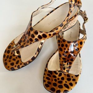 Taryn Rose Animal Print Patent Sandals Size 5